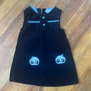 Black dress with pandas on front and light blue trim 18-24 months